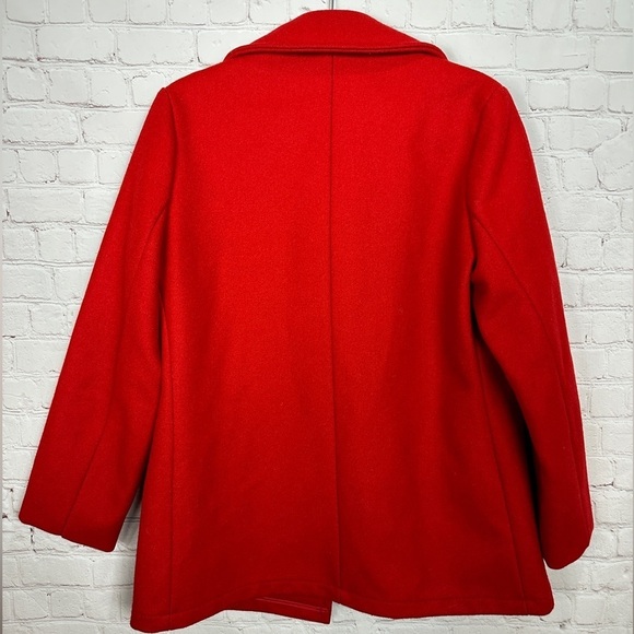 Woolrich Pea Coat Jacket Womens 10 Large Red Thick Wool VTG USA Classic - Picture 7 of 8